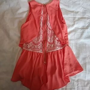 MUSTARD SEED Lace Peplum Top w/zipper detail